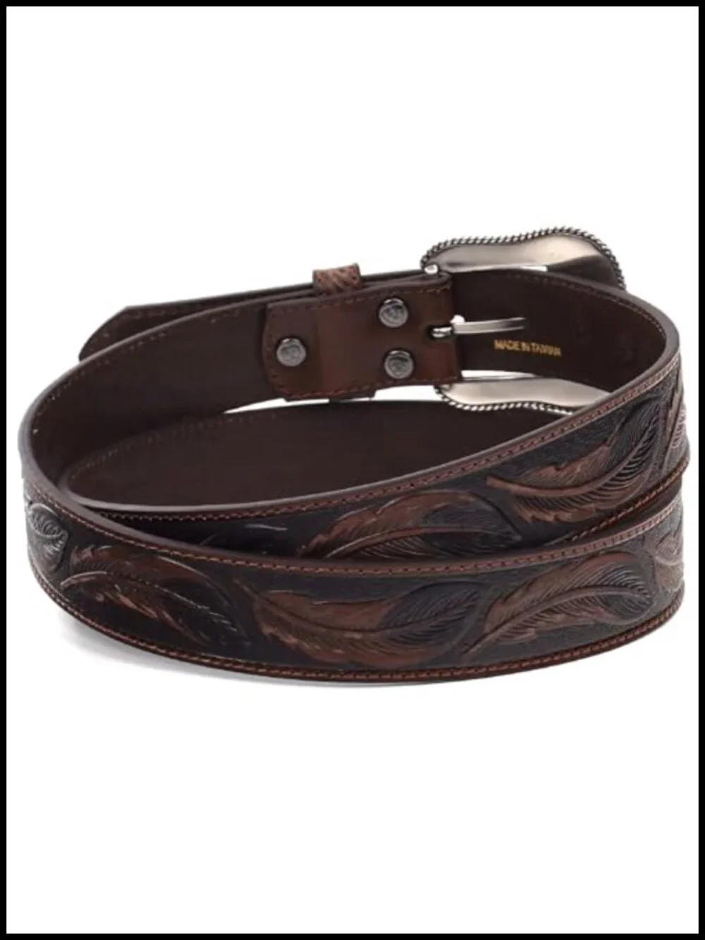 Genuine Leather Western Belt with Exchangeable Buckle
